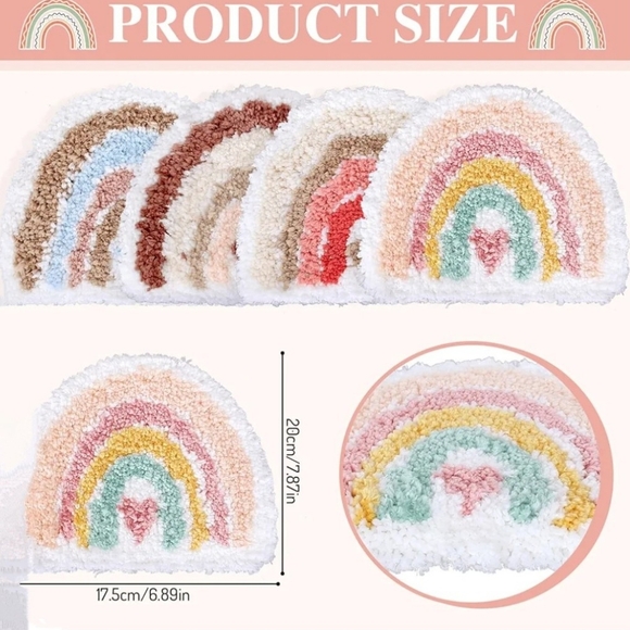 Boho Chic Drink Coasters in Pastel Rainbow Carpet Set of 4 New without Tags - Picture 8 of 11